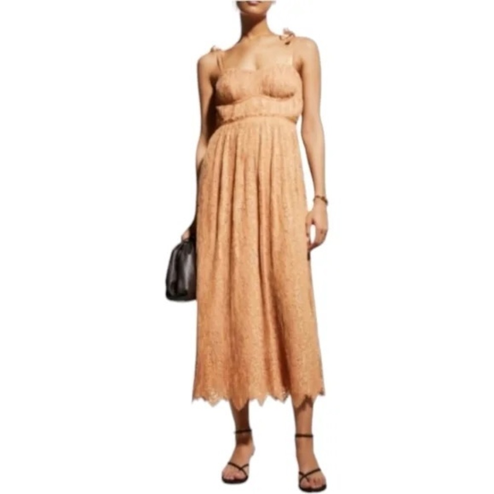 Jonathan Simkhai Peach Lace Midi Dress
